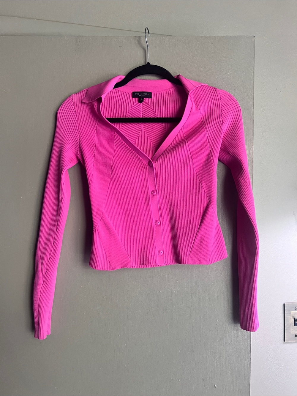 Rag and bone Pink Ribbed Button-Front Women’s Top